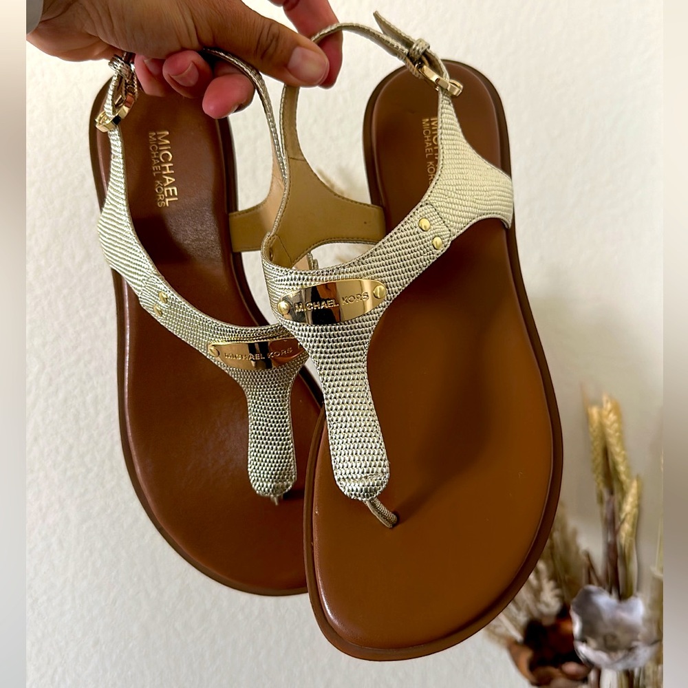 Michael Kors gold thong sandals
